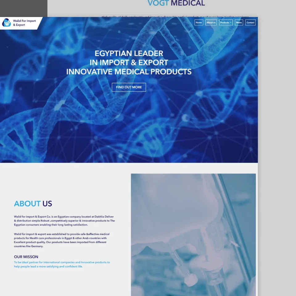 Walid Import and Export — landing page design