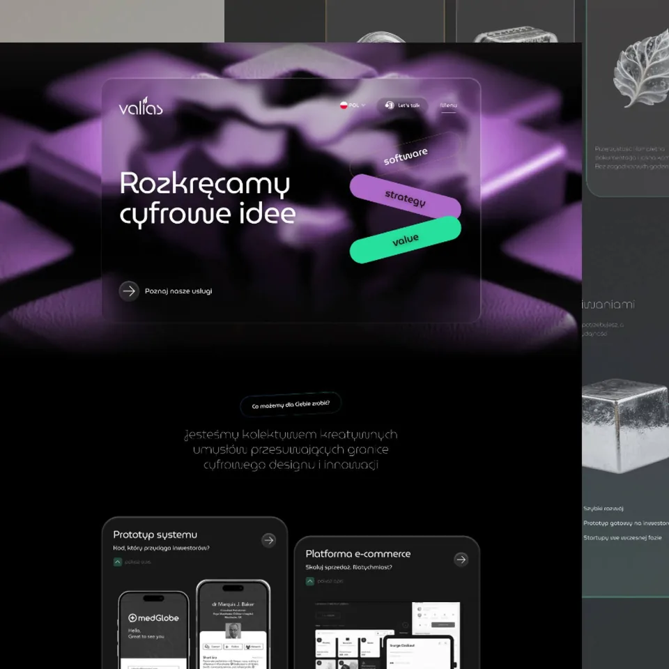 Valias — product interface and website design